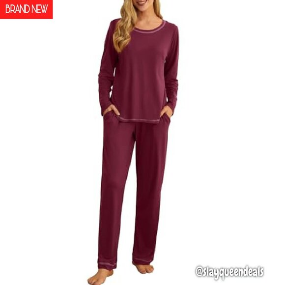 Soft Long Sleeve Pajama Set with Pockets, 2-Piece Lounge Wear - Picture 3 of 8